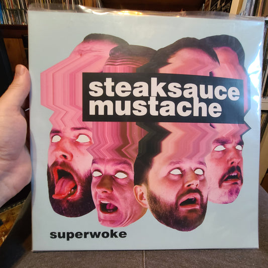 Steaksauce Mustache - Superwoke (2019, Second Press, Electric Blue w/ Pink Splatter)