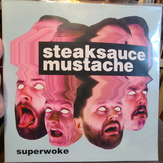 Steaksauce Mustache - Superwoke (2019, Second Press, Electric Blue w/ Pink Splatter)