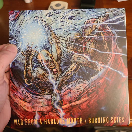 War From A Harlots Mouth / Burning Skies (2010, 2x7" White / Blue Splatter)