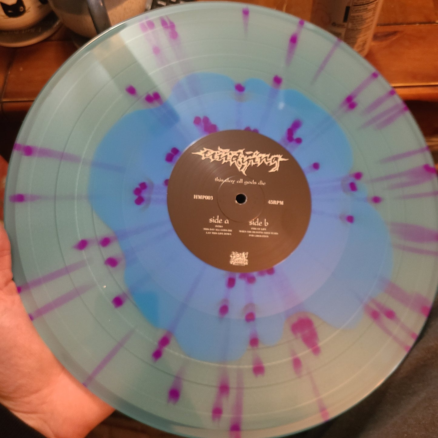 Undying - This Day All Gods Die (2024, Blue Blob in Electric Blue w/ Violet Splatter)