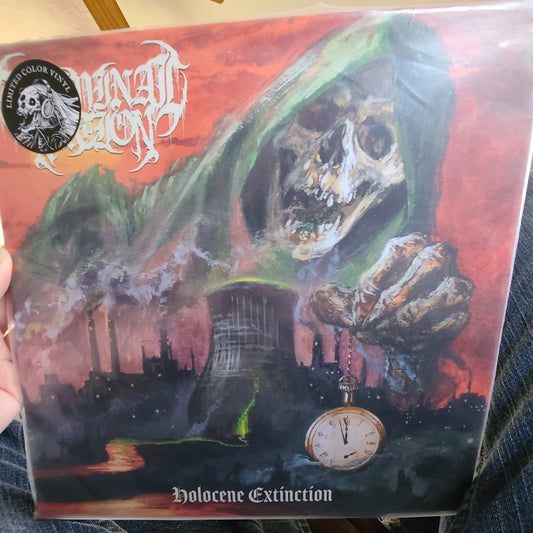 Terminal Nation - Holocene Extinction (2020, Red/Neon Orange/Bone Tri-Color Merge w/ Neon Green & Black Splatter)